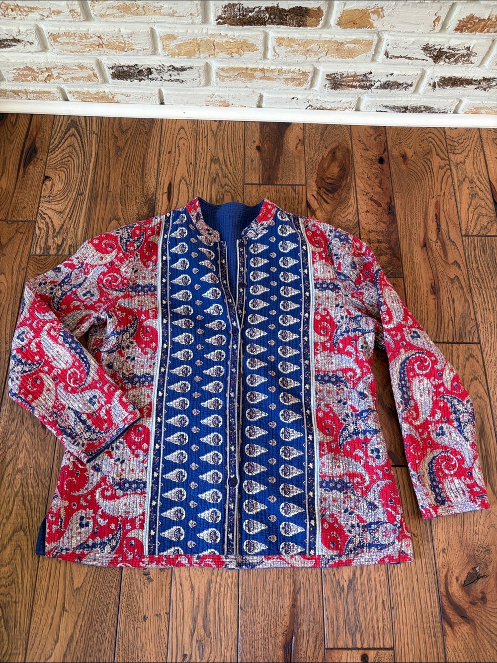 Red & Blue Patterned Women's Jacket